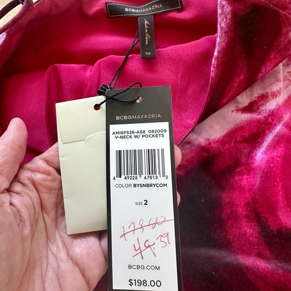 NWT BCBGMaxAzria Boysenberry Satin Mini Dress with Spaghetti Straps, Size 2 - Picture 4 of 7